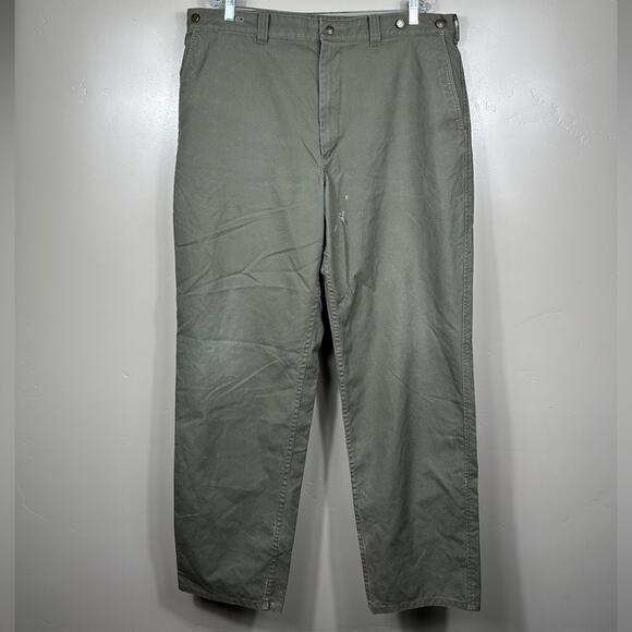 FILSON Vintage Tin Cloth Pants in Military Green Size 42x32